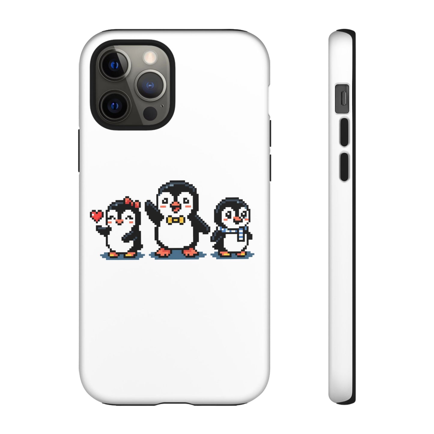 Penguin Pixel Trio Phone Case — Cute Retro 8‑Bit Penguin Family Protective Cover