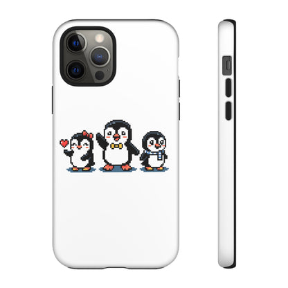 Penguin Pixel Trio Phone Case — Cute Retro 8‑Bit Penguin Family Protective Cover