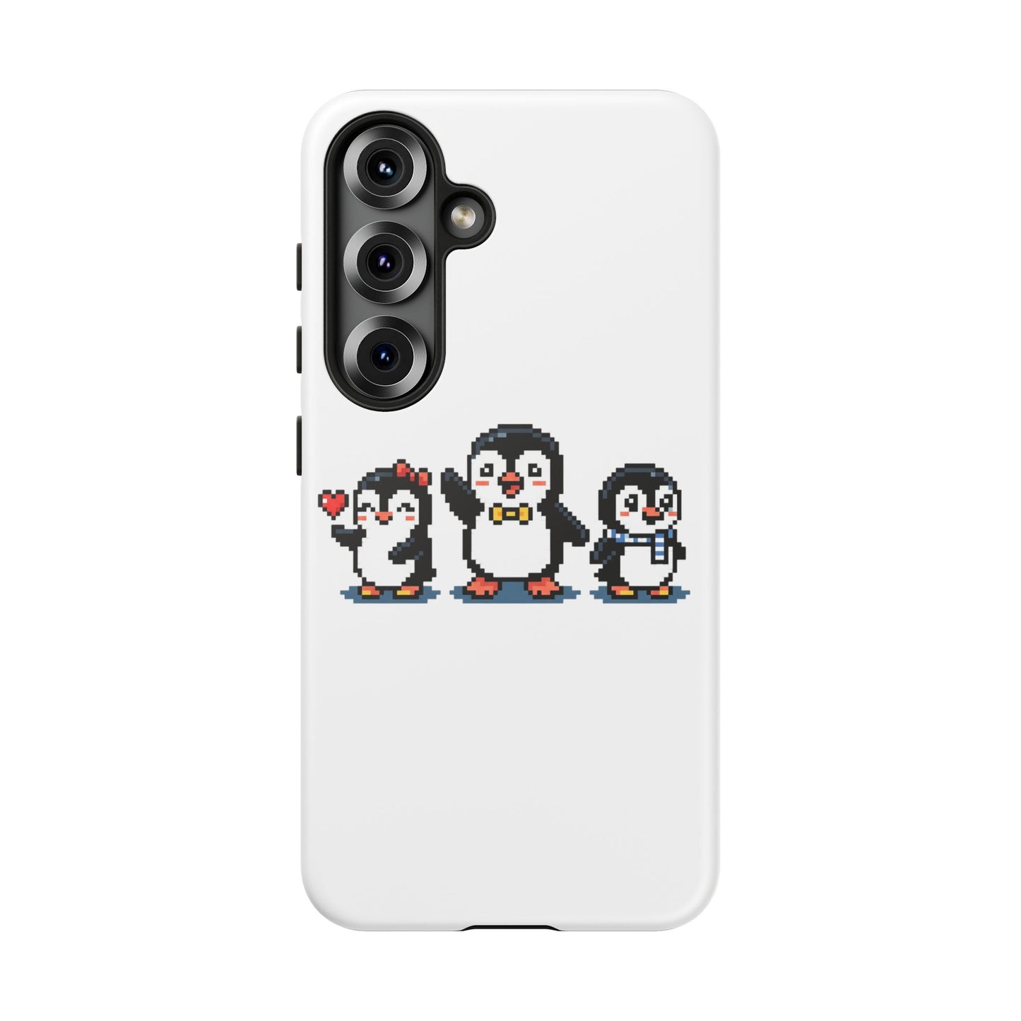Penguin Pixel Trio Phone Case — Cute Retro 8‑Bit Penguin Family Protective Cover