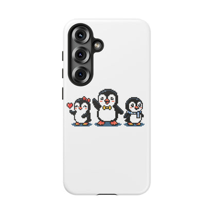 Penguin Pixel Trio Phone Case — Cute Retro 8‑Bit Penguin Family Protective Cover