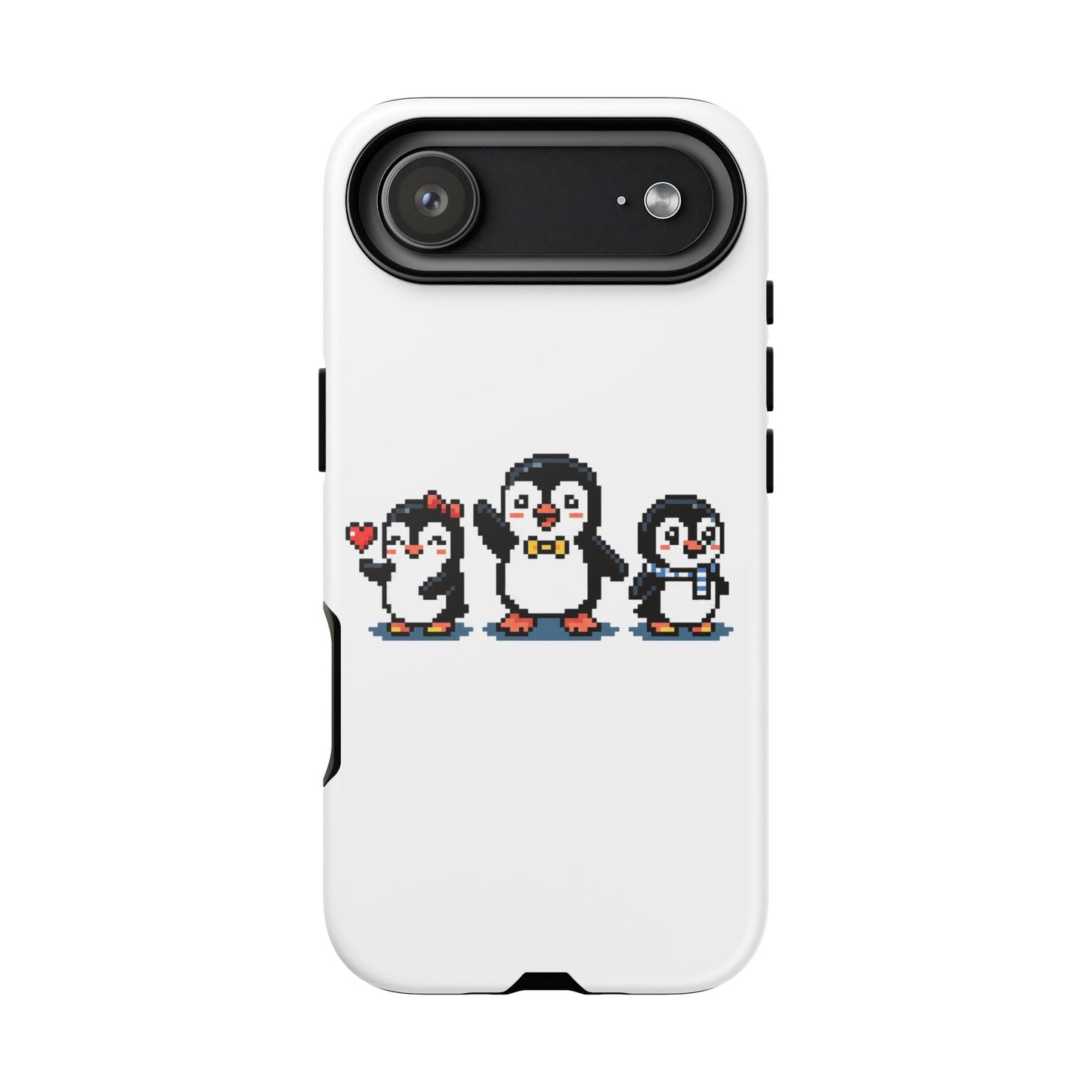 Penguin Pixel Trio Phone Case — Cute Retro 8‑Bit Penguin Family Protective Cover