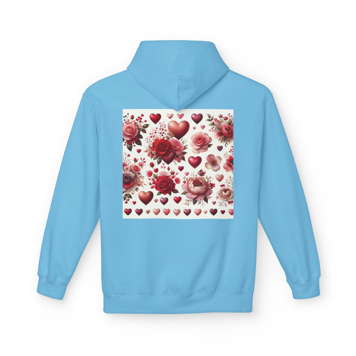 Heart & Rose Pattern Hoodie — Romantic Floral Valentine Pullover