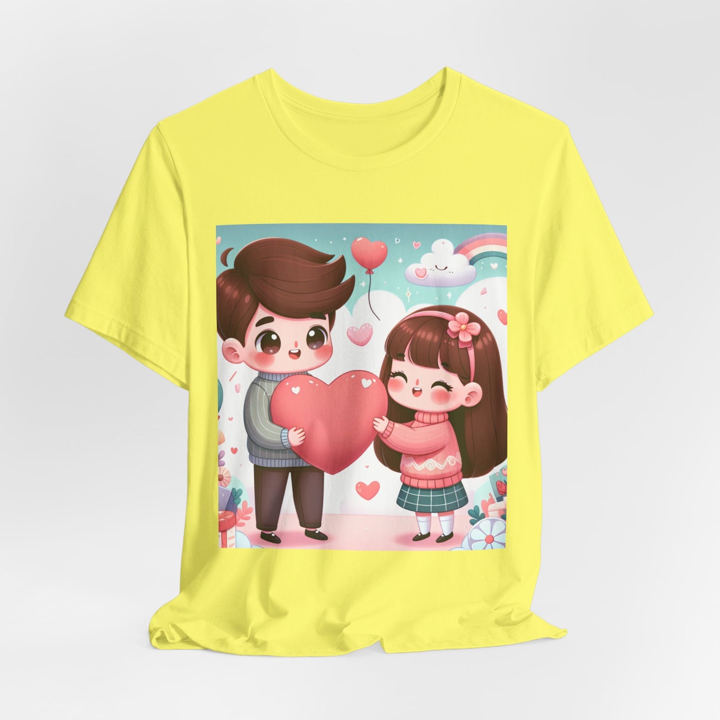 Cute Couple Heart Graphic Tee - Valentine Kawaii Love T-Shirt