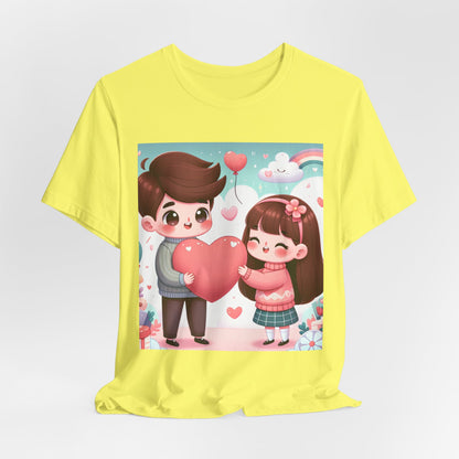 Cute Couple Heart Graphic Tee - Valentine Kawaii Love T-Shirt