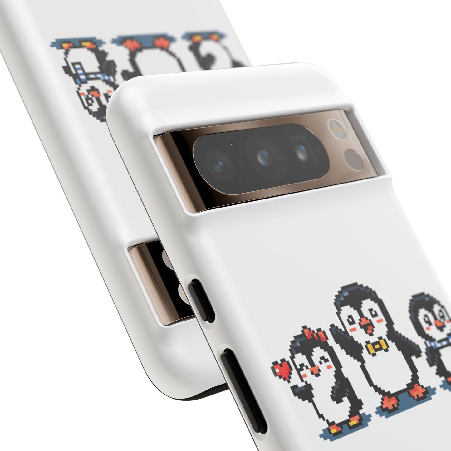 Penguin Pixel Trio Phone Case — Cute Retro 8‑Bit Penguin Family Protective Cover