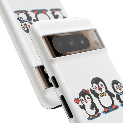 Penguin Pixel Trio Phone Case — Cute Retro 8‑Bit Penguin Family Protective Cover