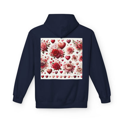 Heart & Rose Pattern Hoodie — Romantic Floral Valentine Pullover