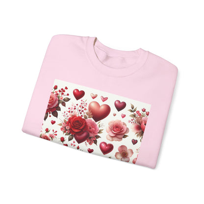 Romantic Floral Sweatshirt with Hearts