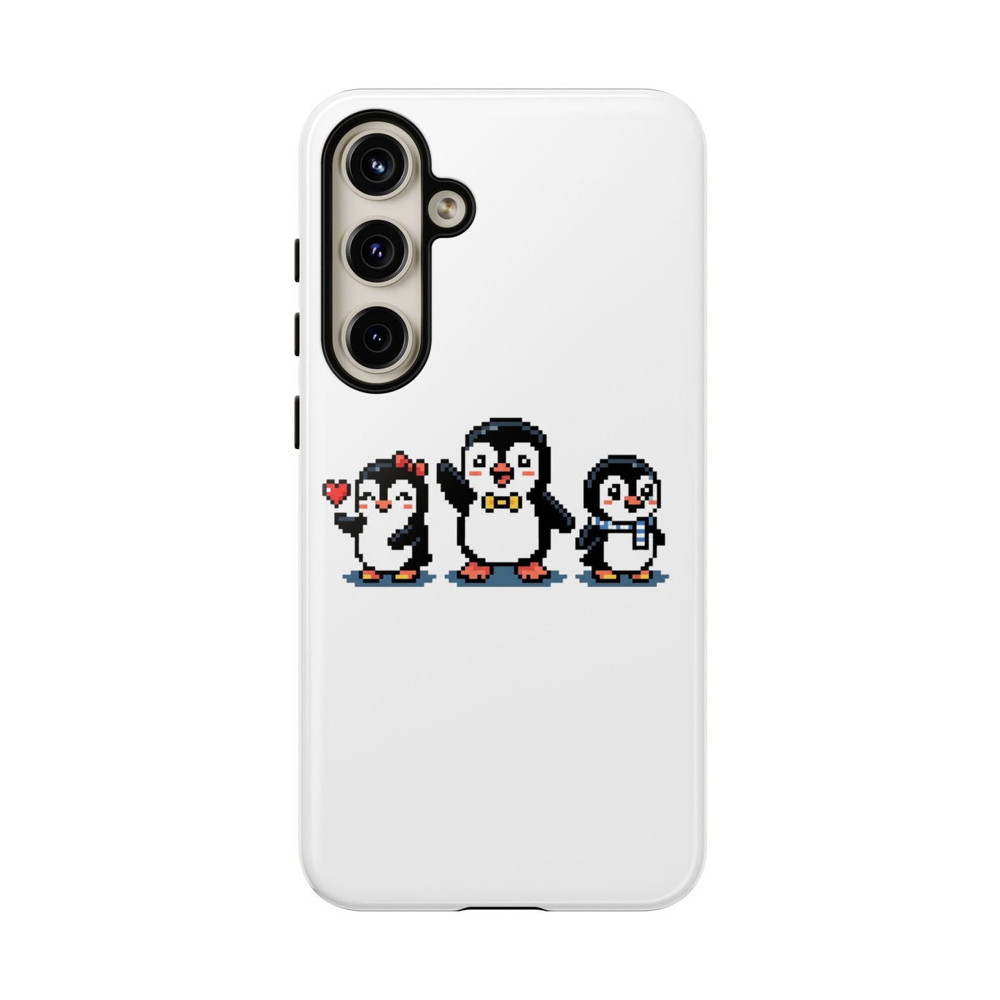 Penguin Pixel Trio Phone Case — Cute Retro 8‑Bit Penguin Family Protective Cover