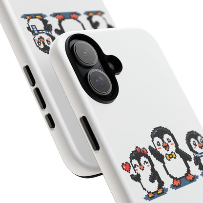 Penguin Pixel Trio Phone Case — Cute Retro 8‑Bit Penguin Family Protective Cover