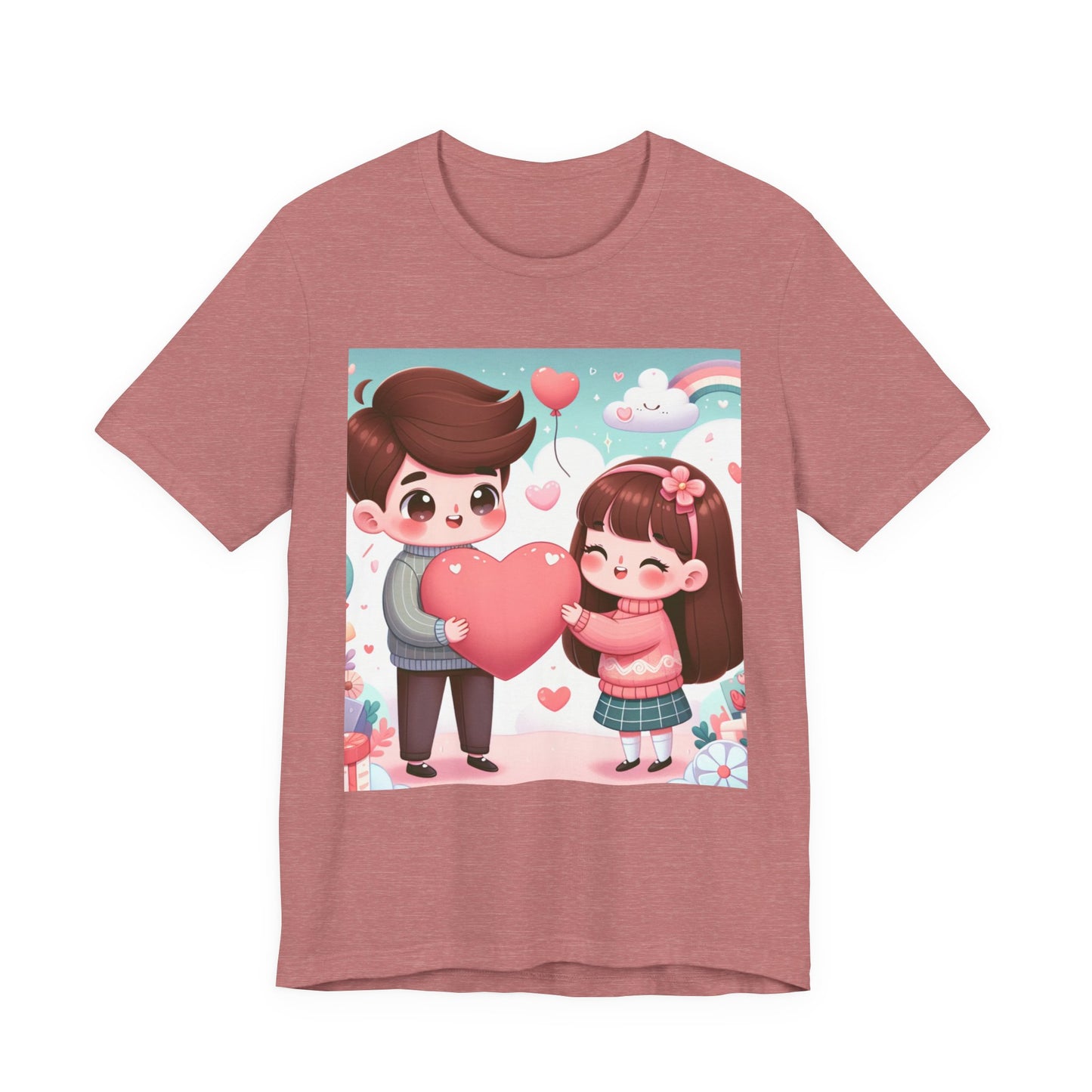 Cute Couple Heart Graphic Tee - Valentine Kawaii Love T-Shirt