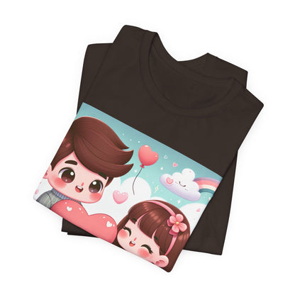 Cute Couple Heart Graphic Tee - Valentine Kawaii Love T-Shirt