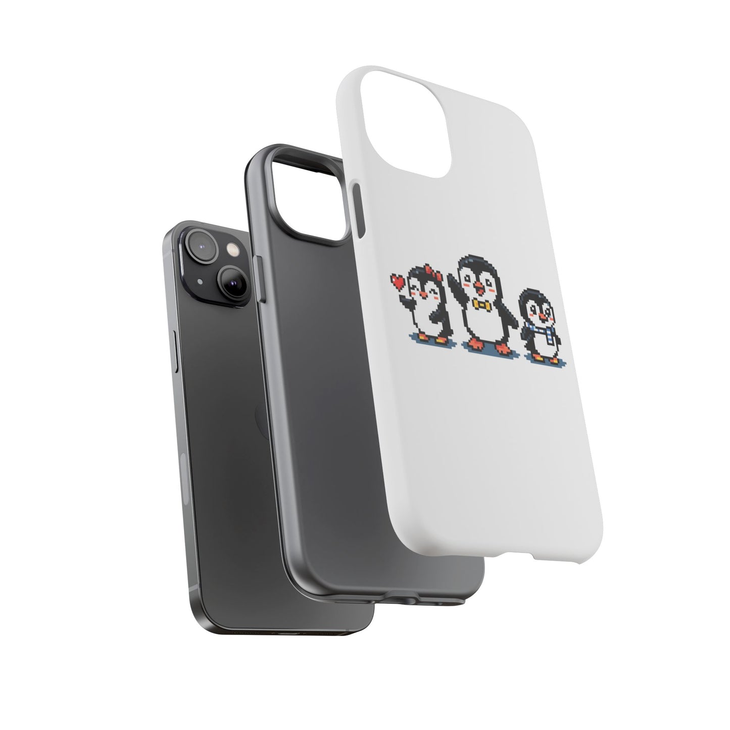 Penguin Pixel Trio Phone Case — Cute Retro 8‑Bit Penguin Family Protective Cover