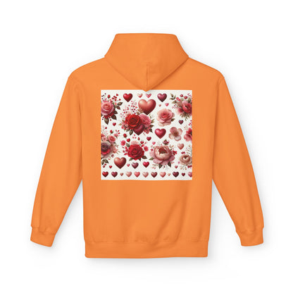 Heart & Rose Pattern Hoodie — Romantic Floral Valentine Pullover