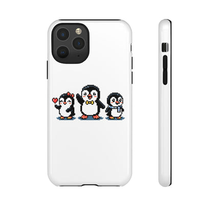 Penguin Pixel Trio Phone Case — Cute Retro 8‑Bit Penguin Family Protective Cover