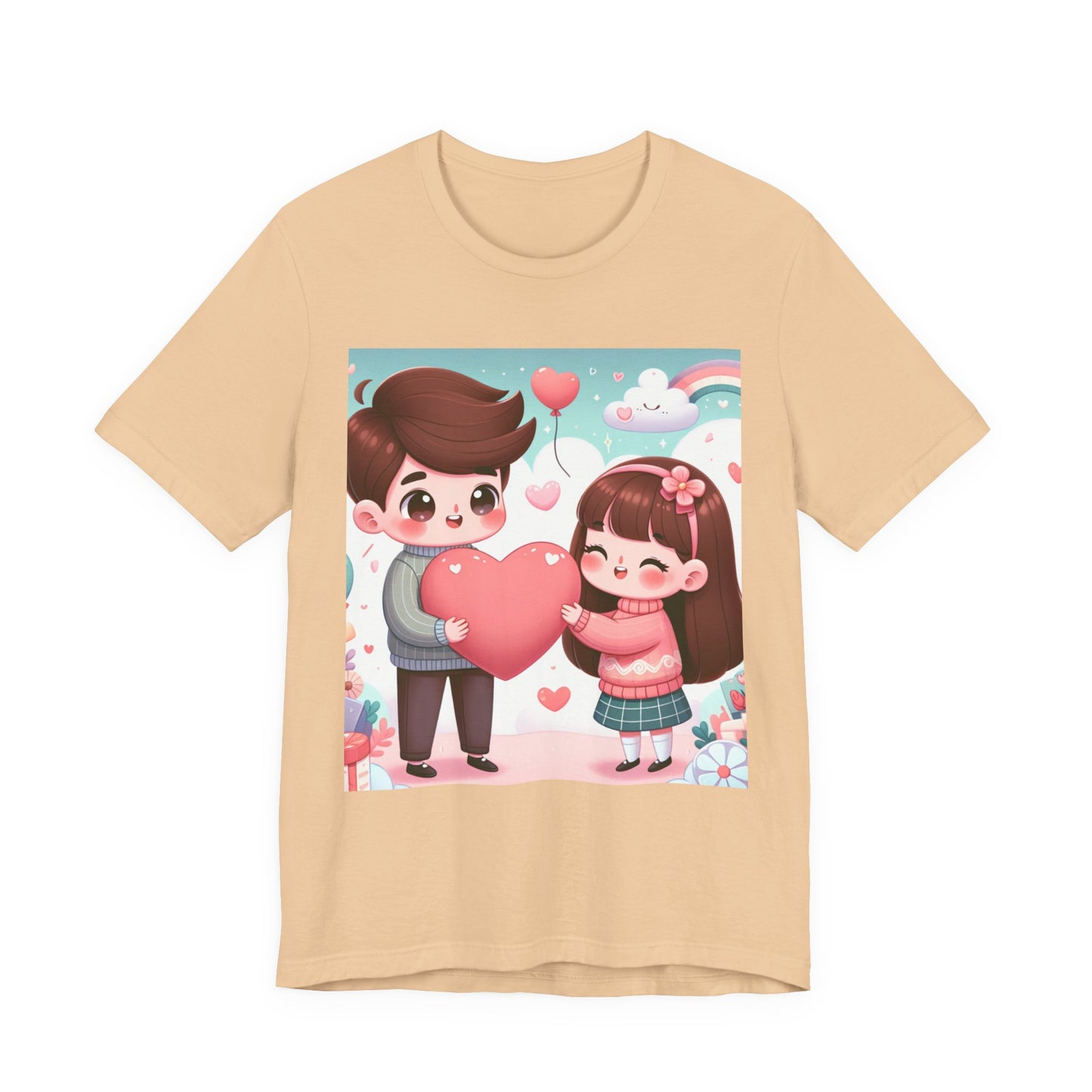 Cute Couple Heart Graphic Tee - Valentine Kawaii Love T-Shirt