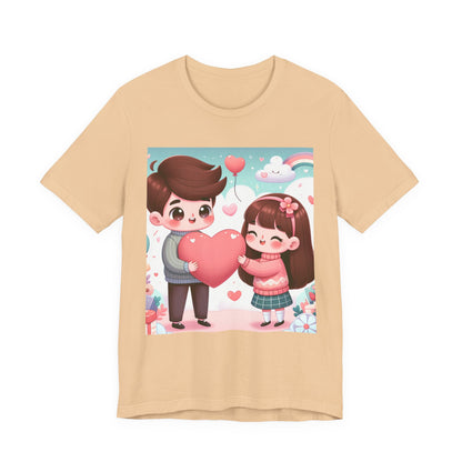 Cute Couple Heart Graphic Tee - Valentine Kawaii Love T-Shirt