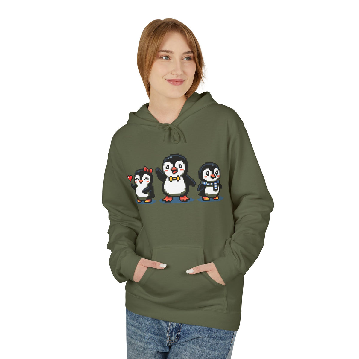 Pixel Penguin Hoodie — Cute Retro 8-Bit Penguin Family Pullover