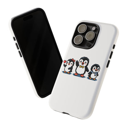 Penguin Pixel Trio Phone Case — Cute Retro 8‑Bit Penguin Family Protective Cover