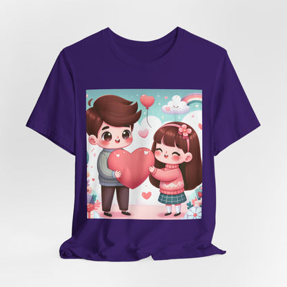 Cute Couple Heart Graphic Tee - Valentine Kawaii Love T-Shirt
