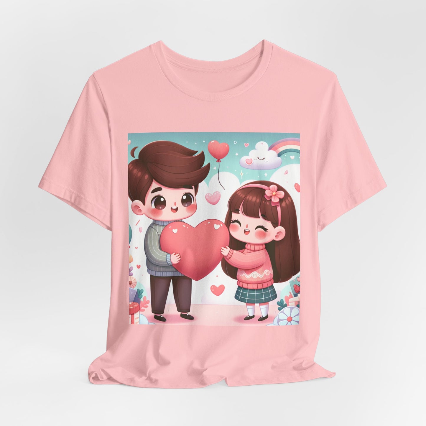 Cute Couple Heart Graphic Tee - Valentine Kawaii Love T-Shirt