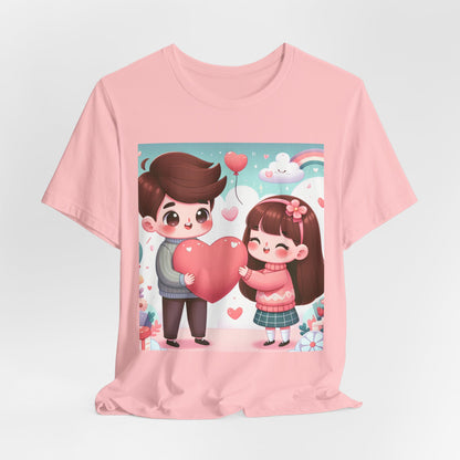 Cute Couple Heart Graphic Tee - Valentine Kawaii Love T-Shirt
