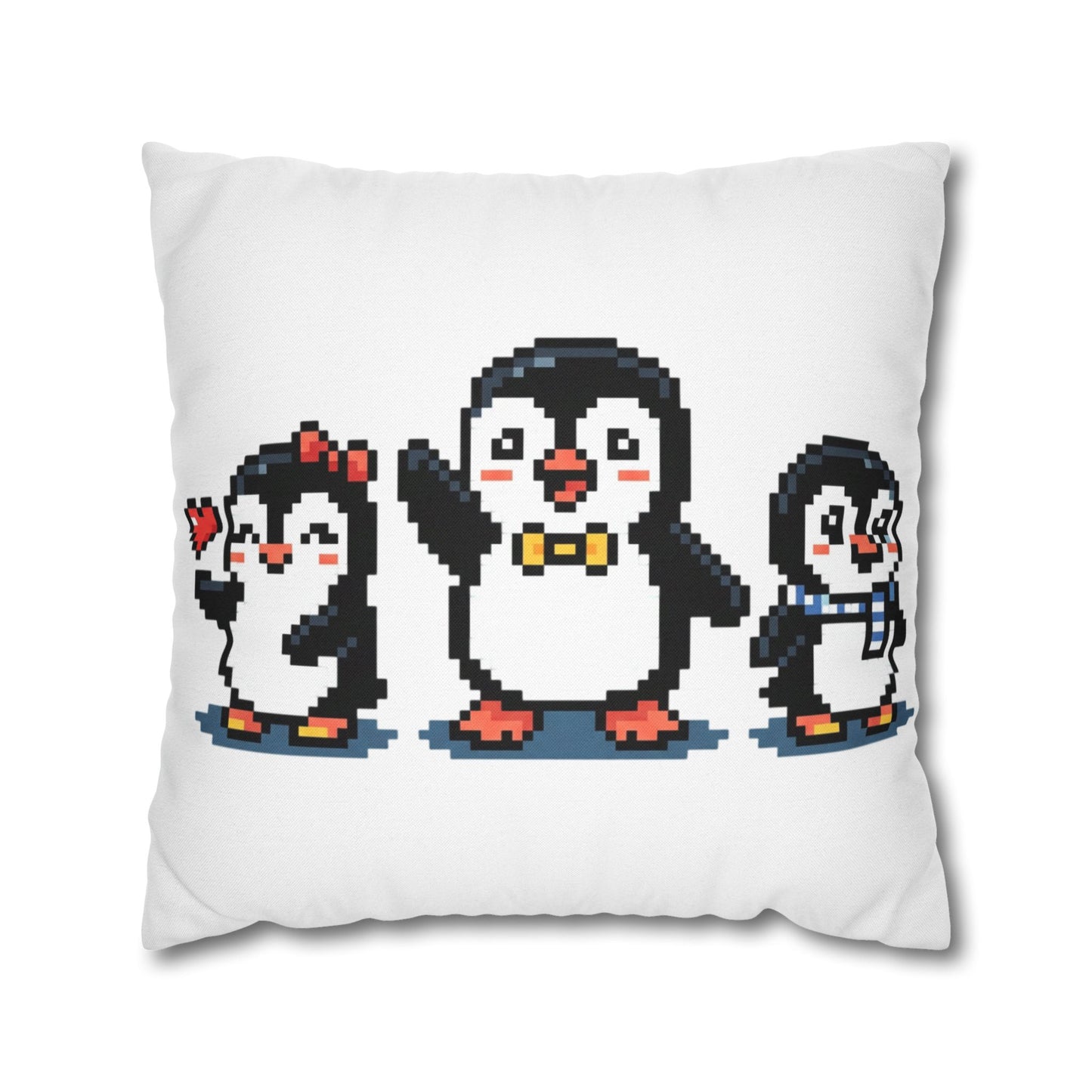 Pixel Penguin Family Pillowcase — Cute Retro 8‑Bit Throw Pillow Cover