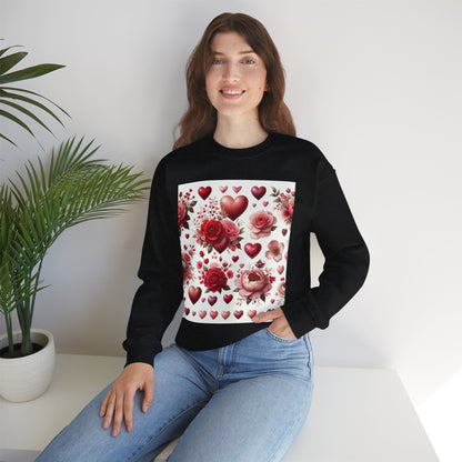 Romantic Floral Sweatshirt with Hearts