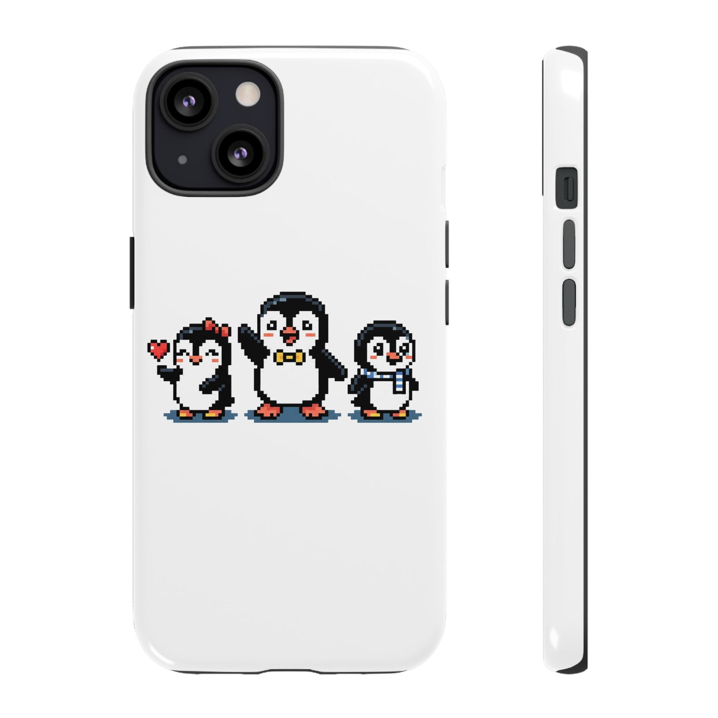 Penguin Pixel Trio Phone Case — Cute Retro 8‑Bit Penguin Family Protective Cover