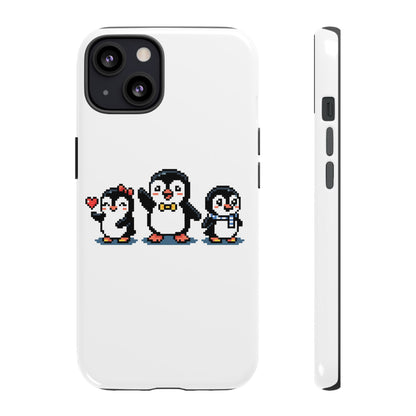 Penguin Pixel Trio Phone Case — Cute Retro 8‑Bit Penguin Family Protective Cover