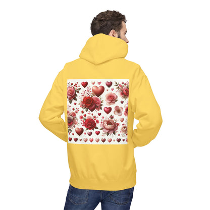 Heart & Rose Pattern Hoodie — Romantic Floral Valentine Pullover