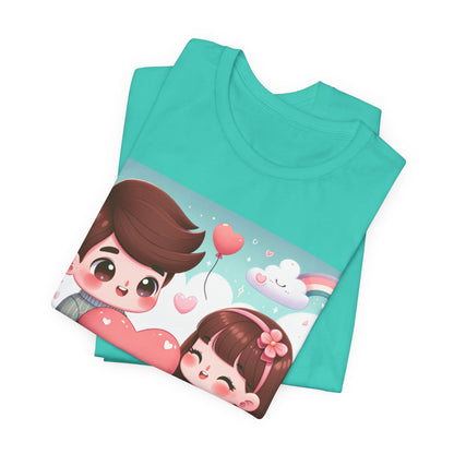 Cute Couple Heart Graphic Tee - Valentine Kawaii Love T-Shirt
