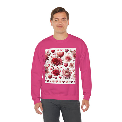 Romantic Floral Sweatshirt with Hearts