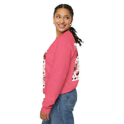 Romantic Floral Sweatshirt with Hearts