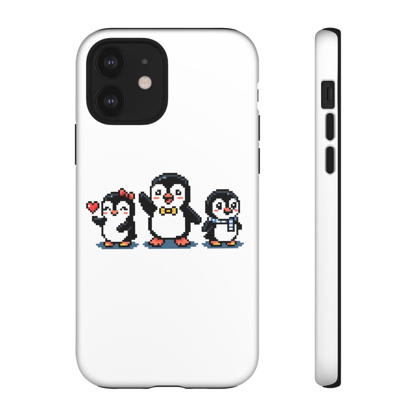 Penguin Pixel Trio Phone Case — Cute Retro 8‑Bit Penguin Family Protective Cover