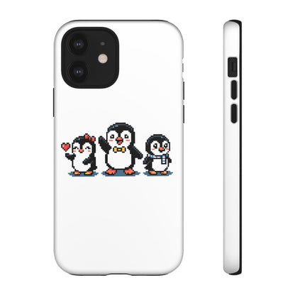 Penguin Pixel Trio Phone Case — Cute Retro 8‑Bit Penguin Family Protective Cover