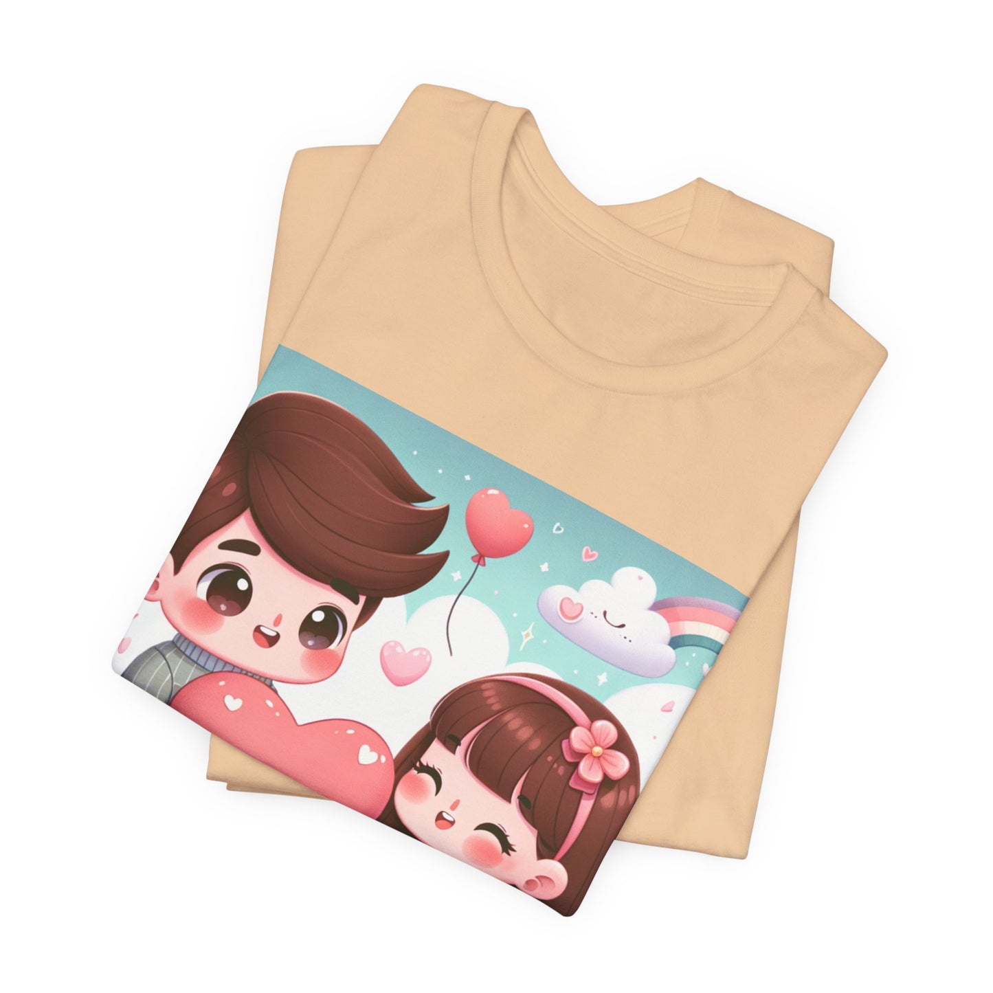 Cute Couple Heart Graphic Tee - Valentine Kawaii Love T-Shirt