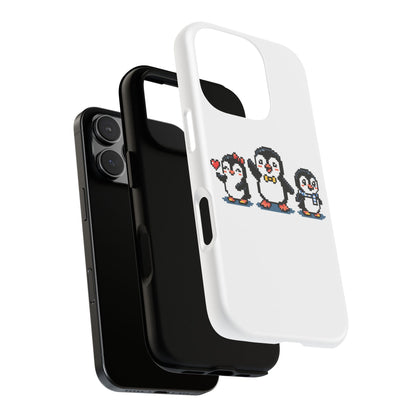Penguin Pixel Trio Phone Case — Cute Retro 8‑Bit Penguin Family Protective Cover