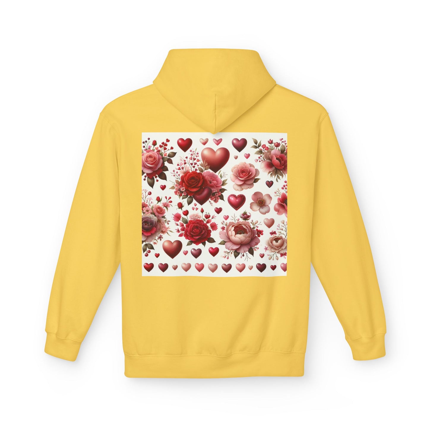 Heart & Rose Pattern Hoodie — Romantic Floral Valentine Pullover