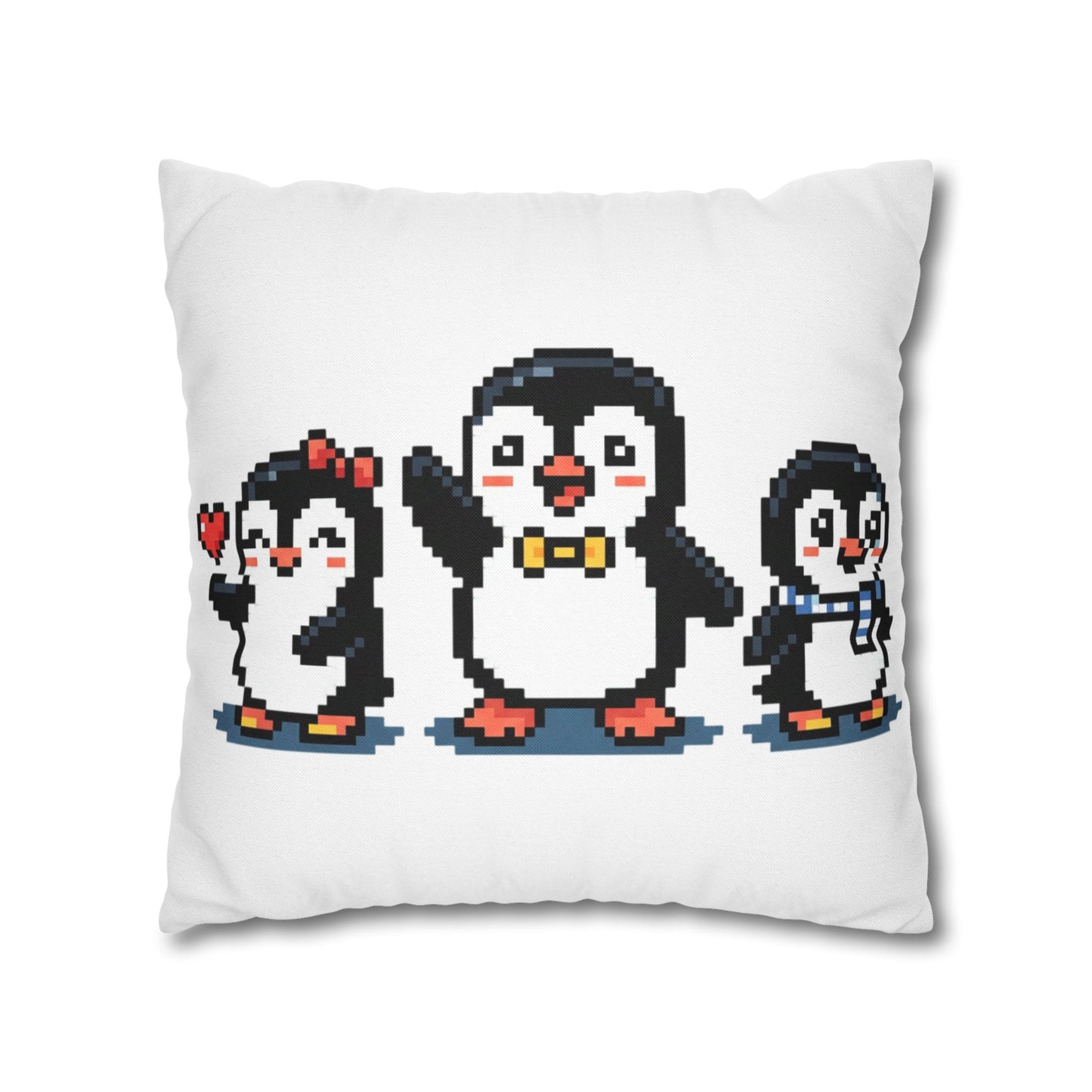 Pixel Penguin Family Pillowcase — Cute Retro 8‑Bit Throw Pillow Cover