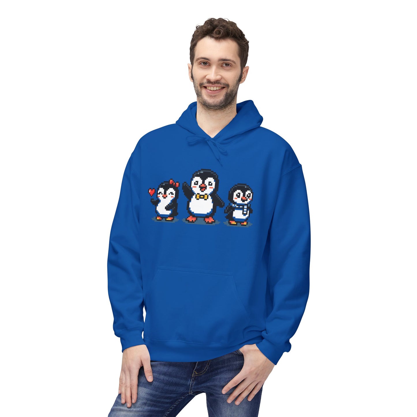 Pixel Penguin Hoodie — Cute Retro 8-Bit Penguin Family Pullover