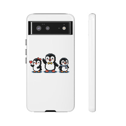 Penguin Pixel Trio Phone Case — Cute Retro 8‑Bit Penguin Family Protective Cover