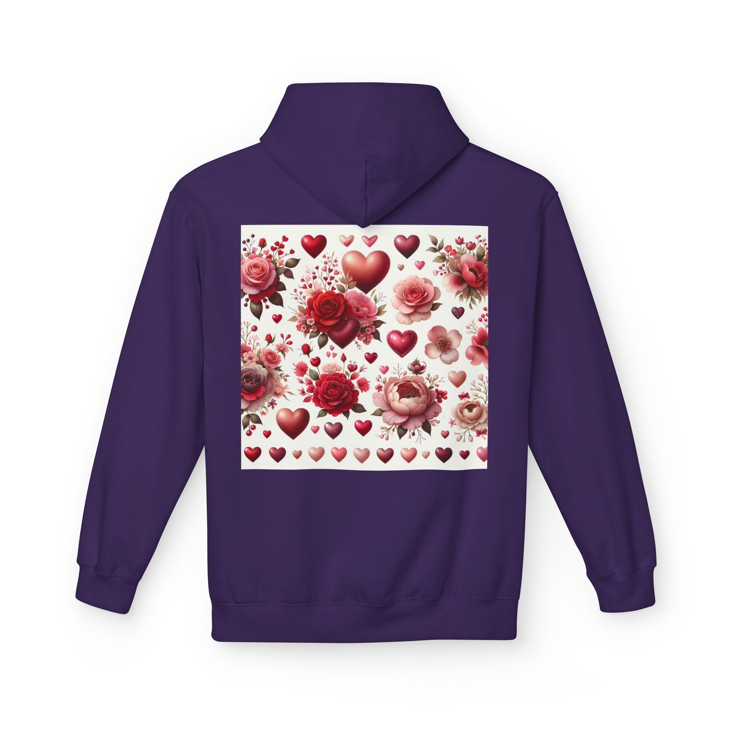 Heart & Rose Pattern Hoodie — Romantic Floral Valentine Pullover