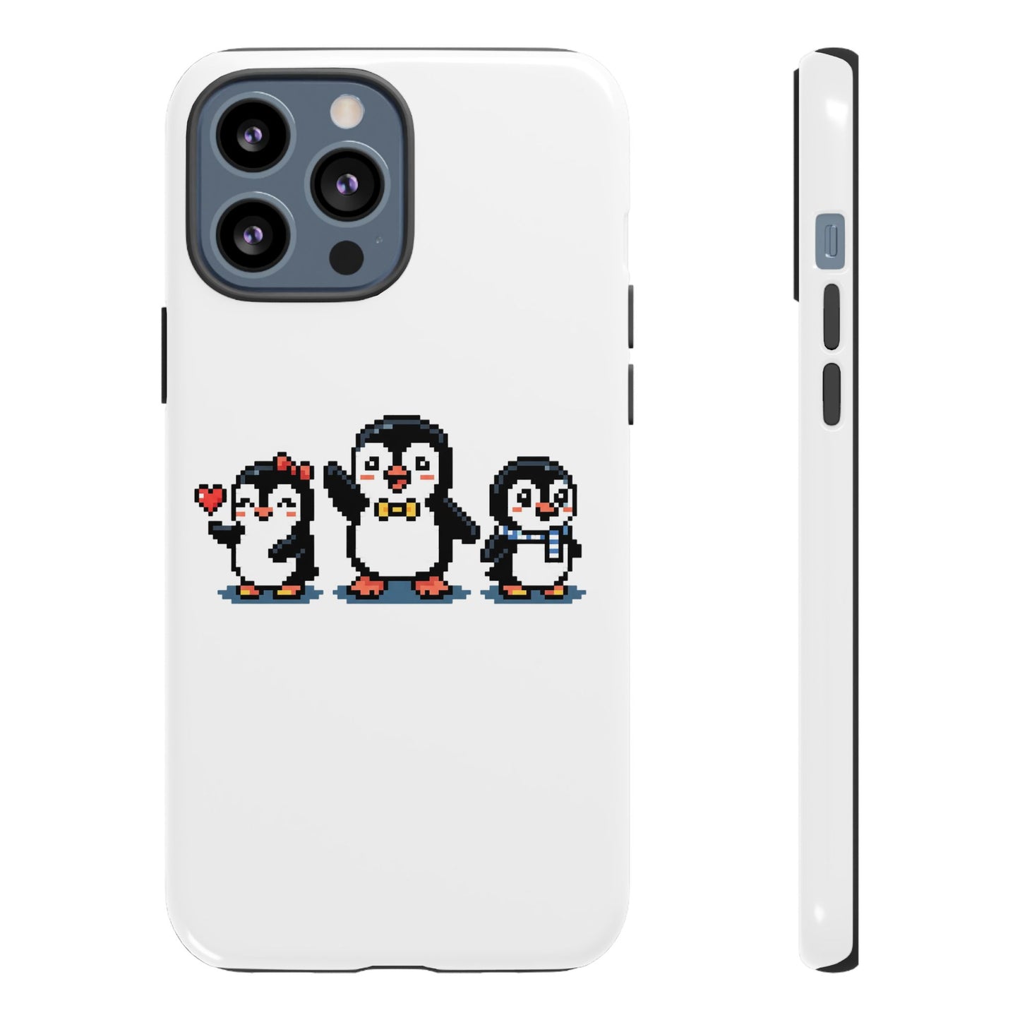 Penguin Pixel Trio Phone Case — Cute Retro 8‑Bit Penguin Family Protective Cover