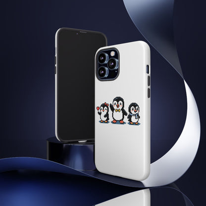 Penguin Pixel Trio Phone Case — Cute Retro 8‑Bit Penguin Family Protective Cover