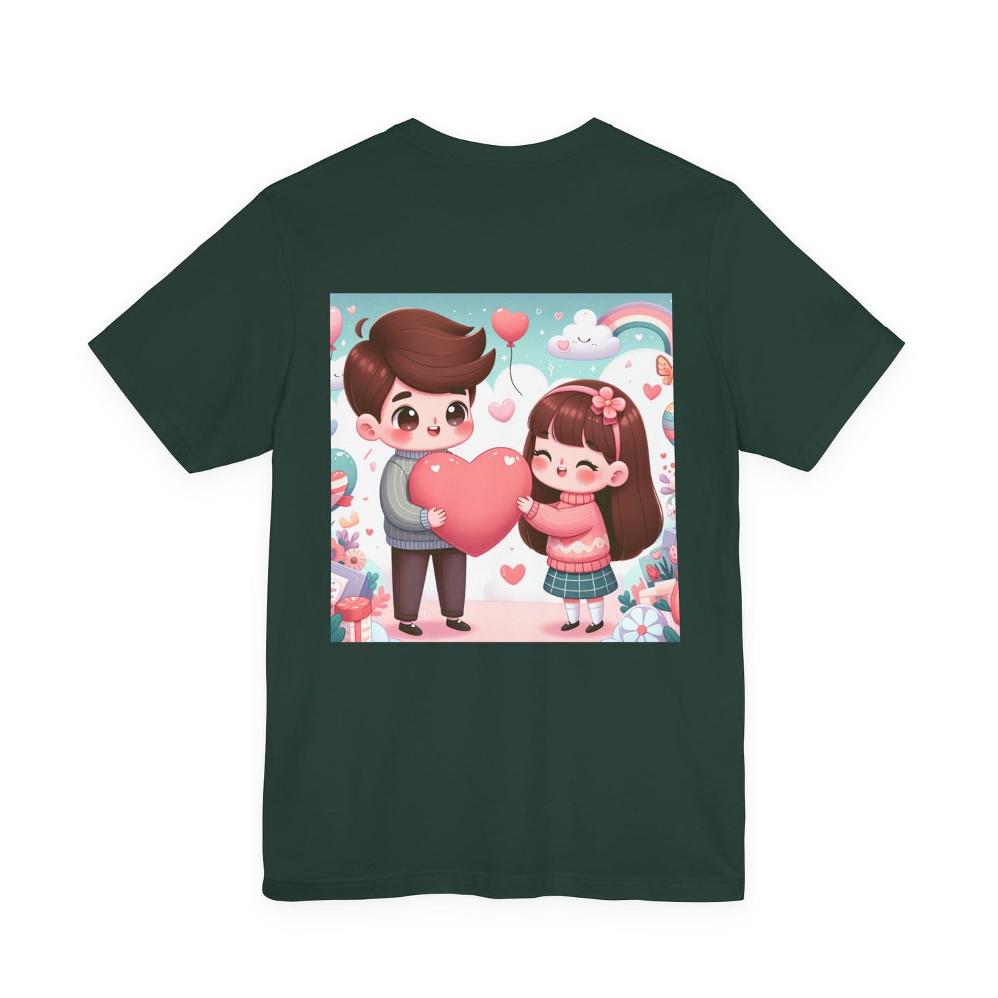 Cute Couple Heart Graphic Tee - Valentine Kawaii Love T-Shirt