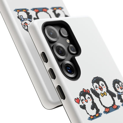 Penguin Pixel Trio Phone Case — Cute Retro 8‑Bit Penguin Family Protective Cover