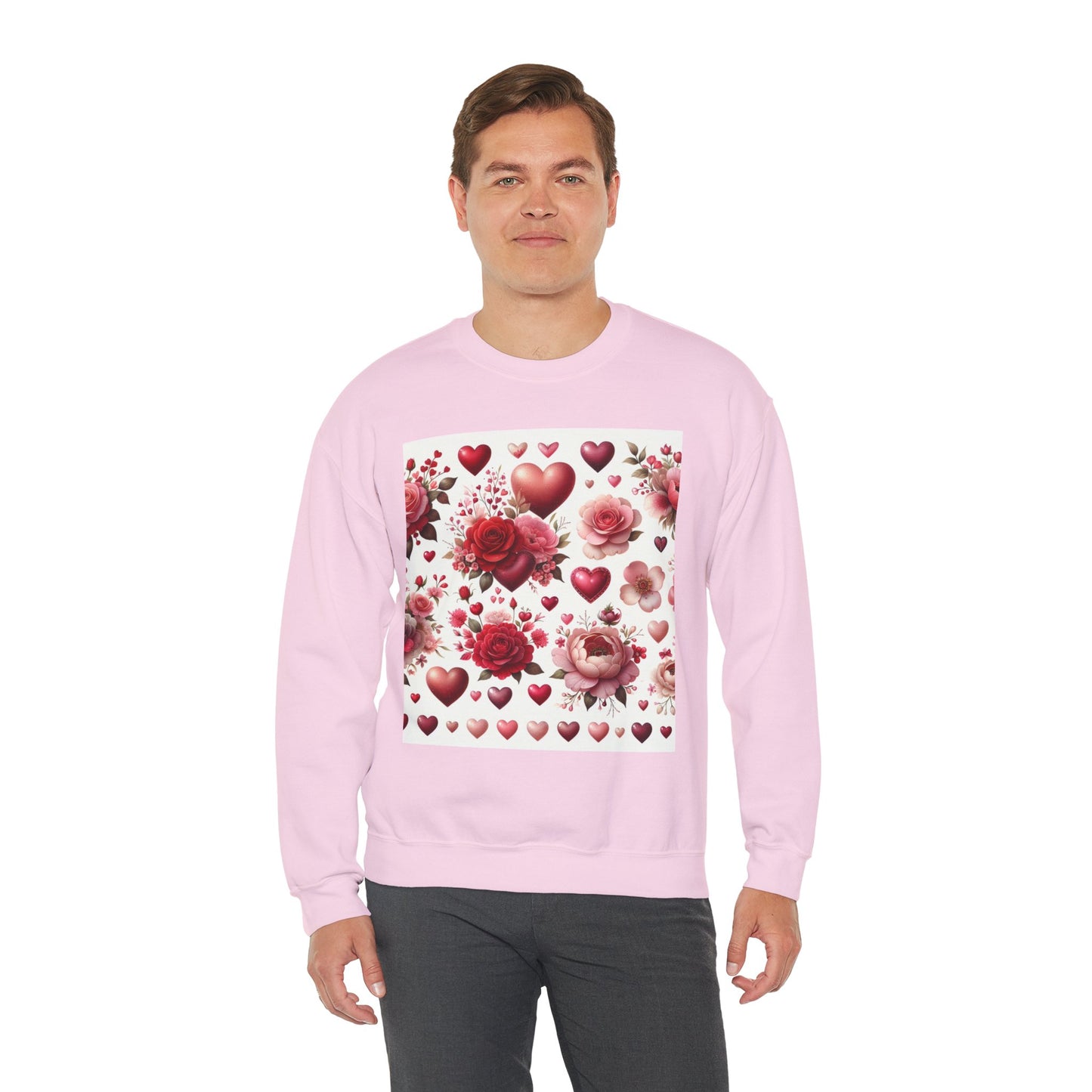 Romantic Floral Sweatshirt with Hearts