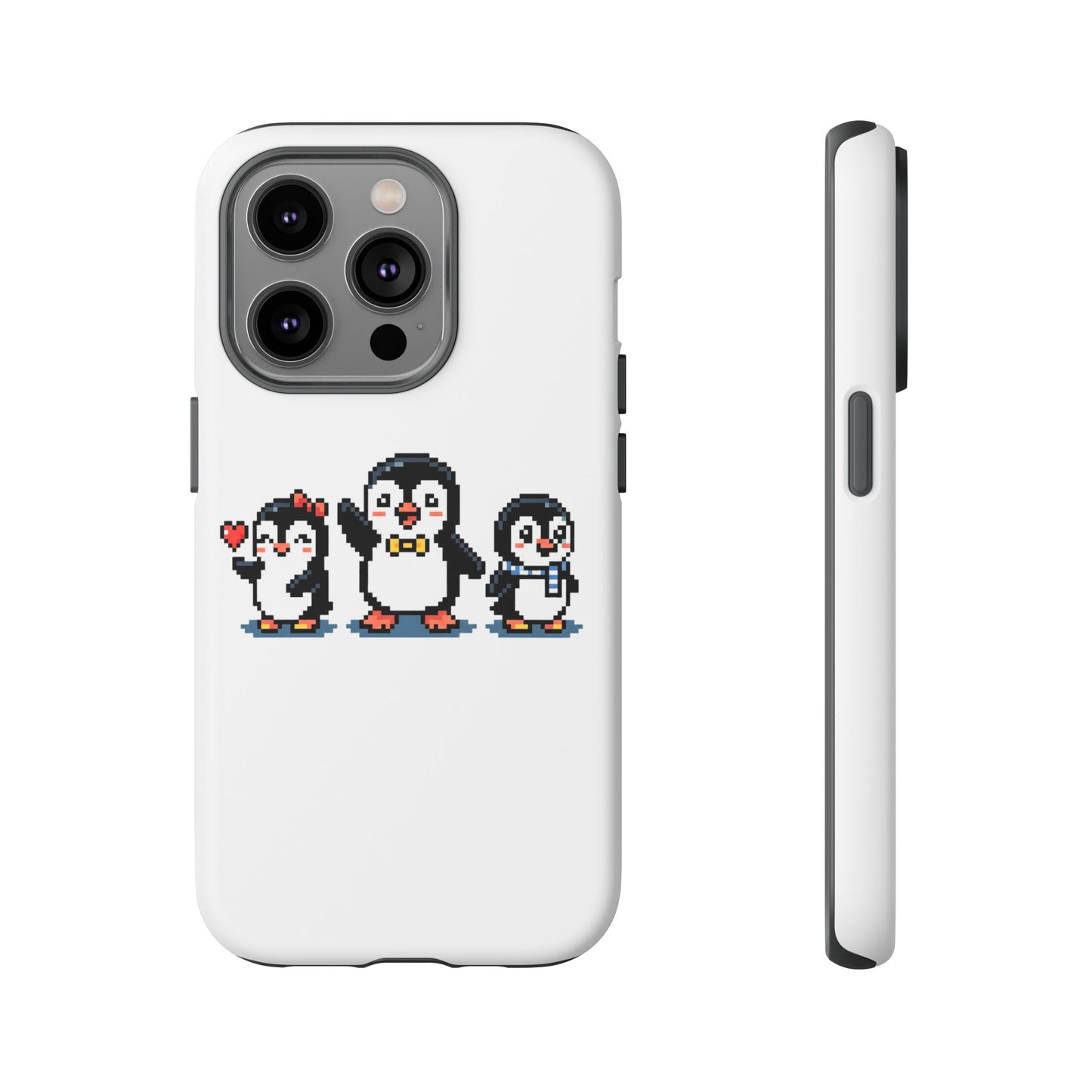 Penguin Pixel Trio Phone Case — Cute Retro 8‑Bit Penguin Family Protective Cover