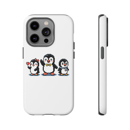 Penguin Pixel Trio Phone Case — Cute Retro 8‑Bit Penguin Family Protective Cover